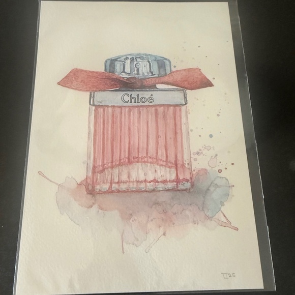 Chloe Perfume Bottle Illustration, Perfume Bottle,  Watercolor Print - Picture 2 of 4